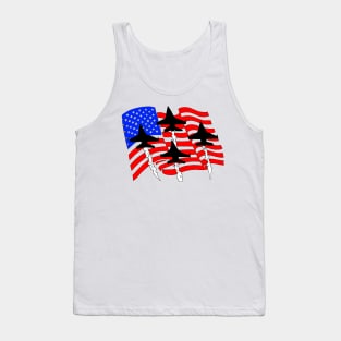 F16 Falcons flying over American Flag Ver 4 Tank Top